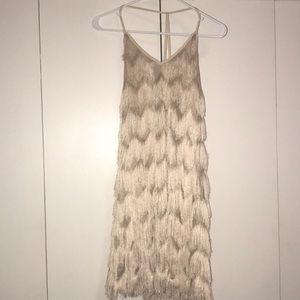 Cream fringe dress